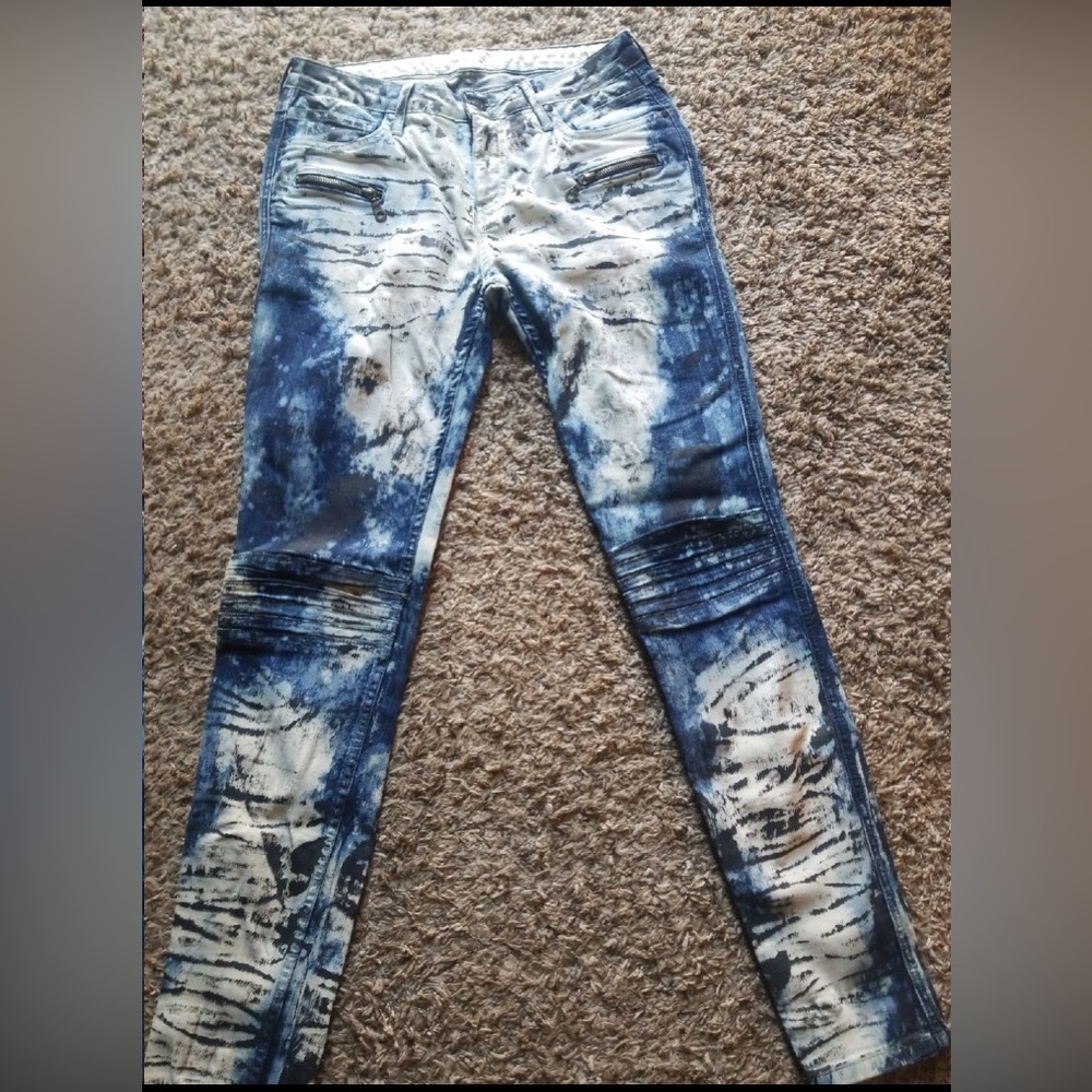 Robin's Jeans Women Size 31x29 Biker Skinny Distressed Bleached Jeans Like